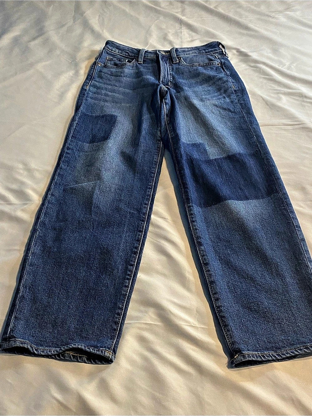 Womans Old Navy High-Rise OG Loose Jeans Color Block Blue Waist Size 4